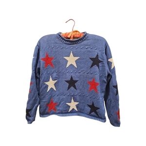 Christopher And Banks Star Pattern Blue Sweater Medium